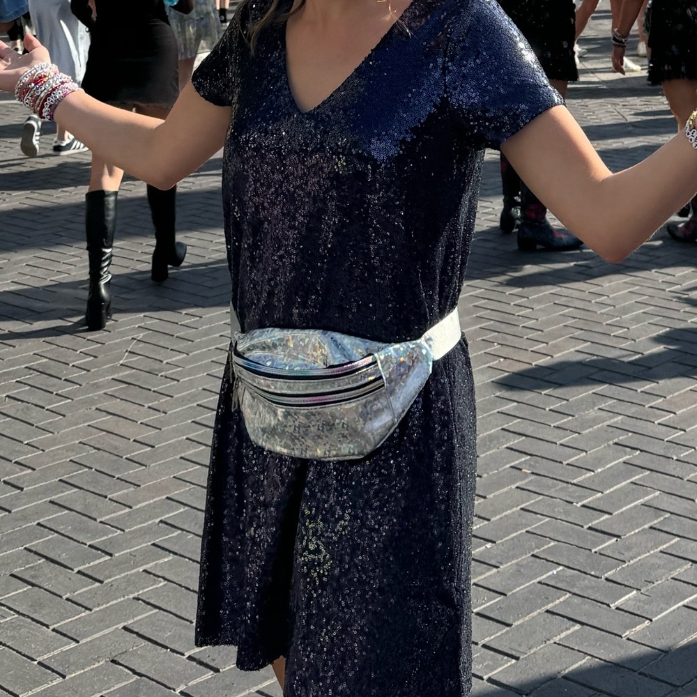 Lulu's Navy Sequin Mini Dress - Picture 4 of 4